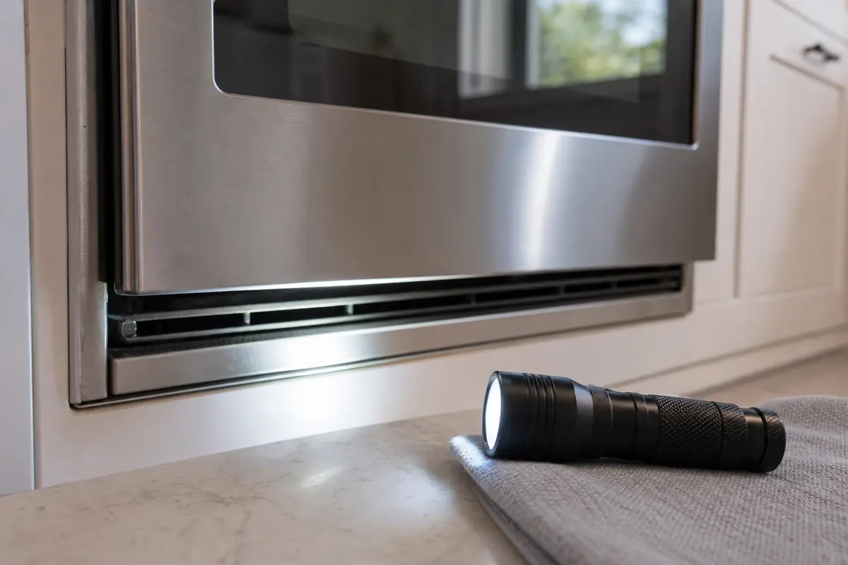 LED inspection flashlight for checking oven vent slots