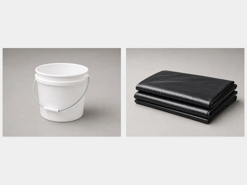 Bucket or heavy-duty trash bag tool