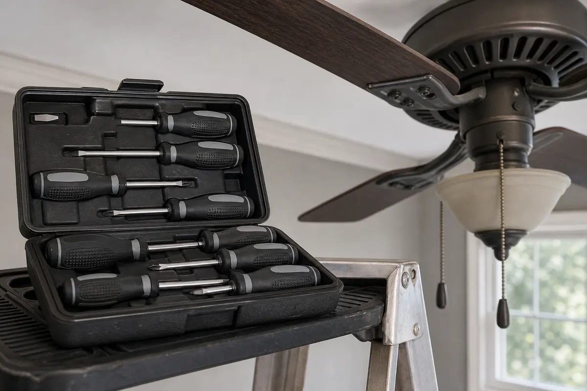 Screwdriver set for ceiling fan blade, canopy, and light-kit hardware
