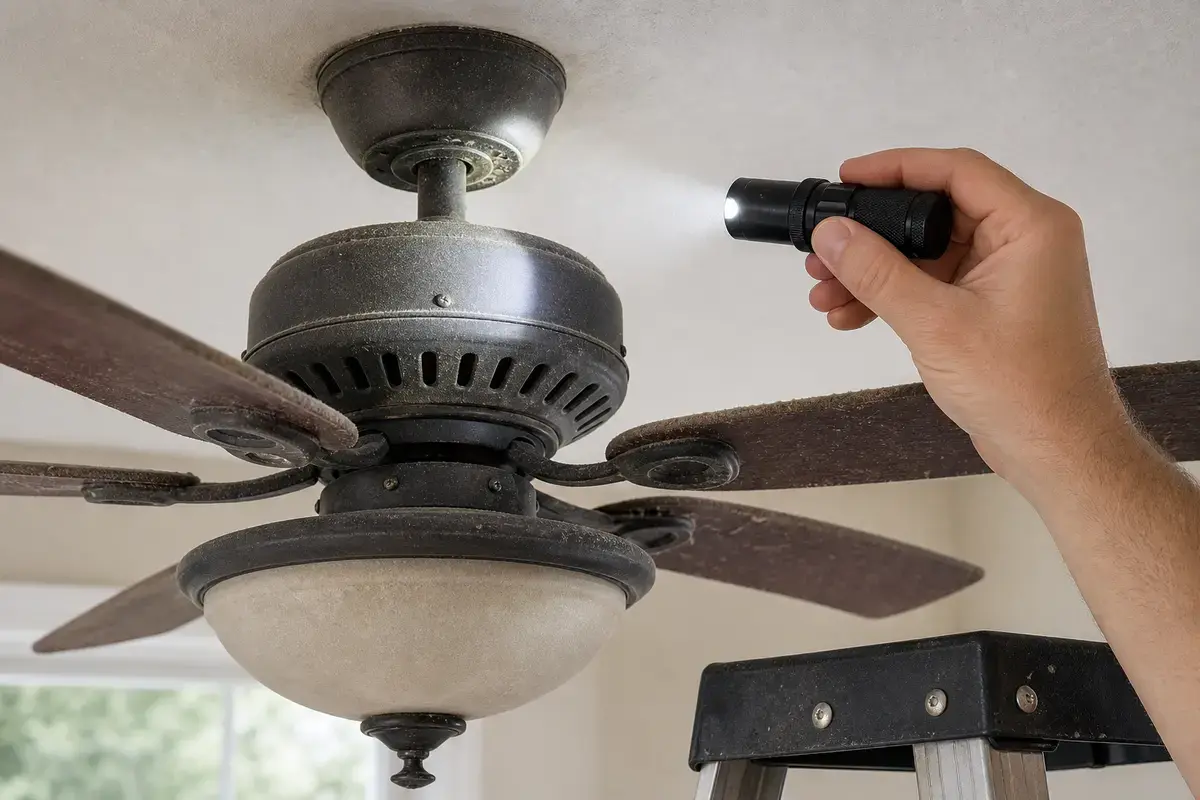 Inspection flashlight for checking ceiling fan clues