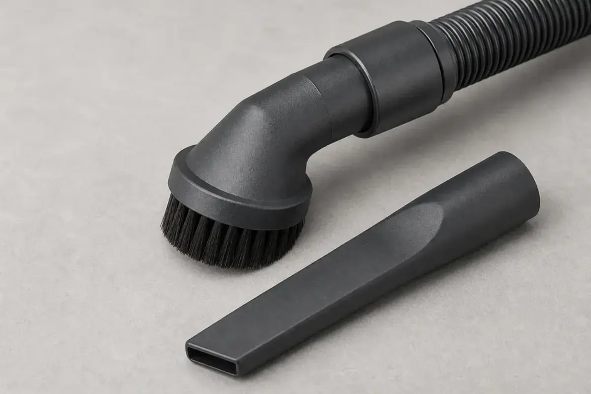 Vacuum brush attachment for reachable HVAC grille cleanup