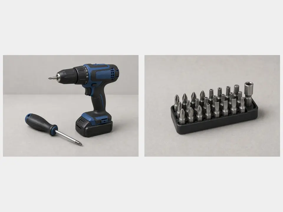 Cordless drill or screwdriver bit set tool