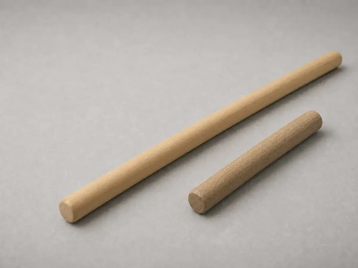 Blunt wooden handle or dowel for checking a water softener salt bridge