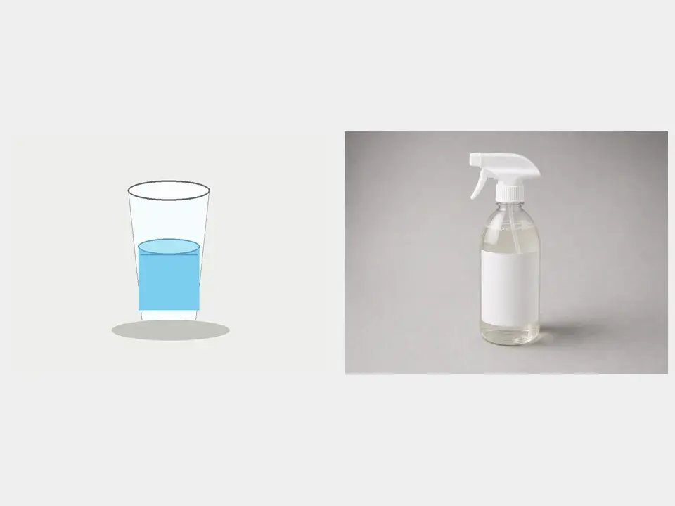 Spray bottle or cup of water tool