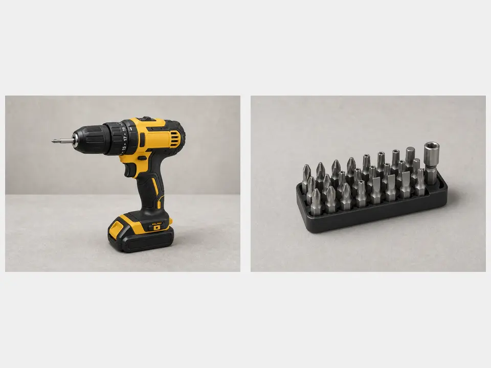 Drill or screwdriver bit set tool