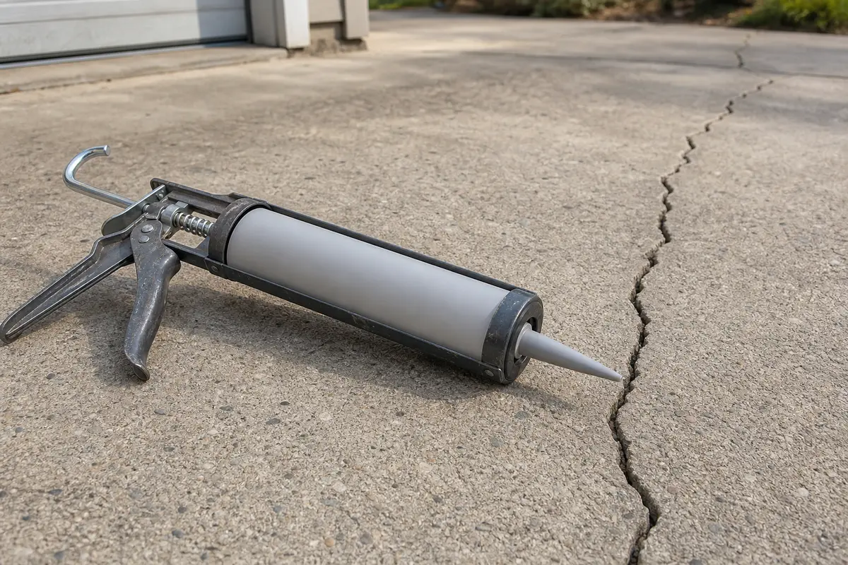 Caulk gun for tube-style driveway crack filler