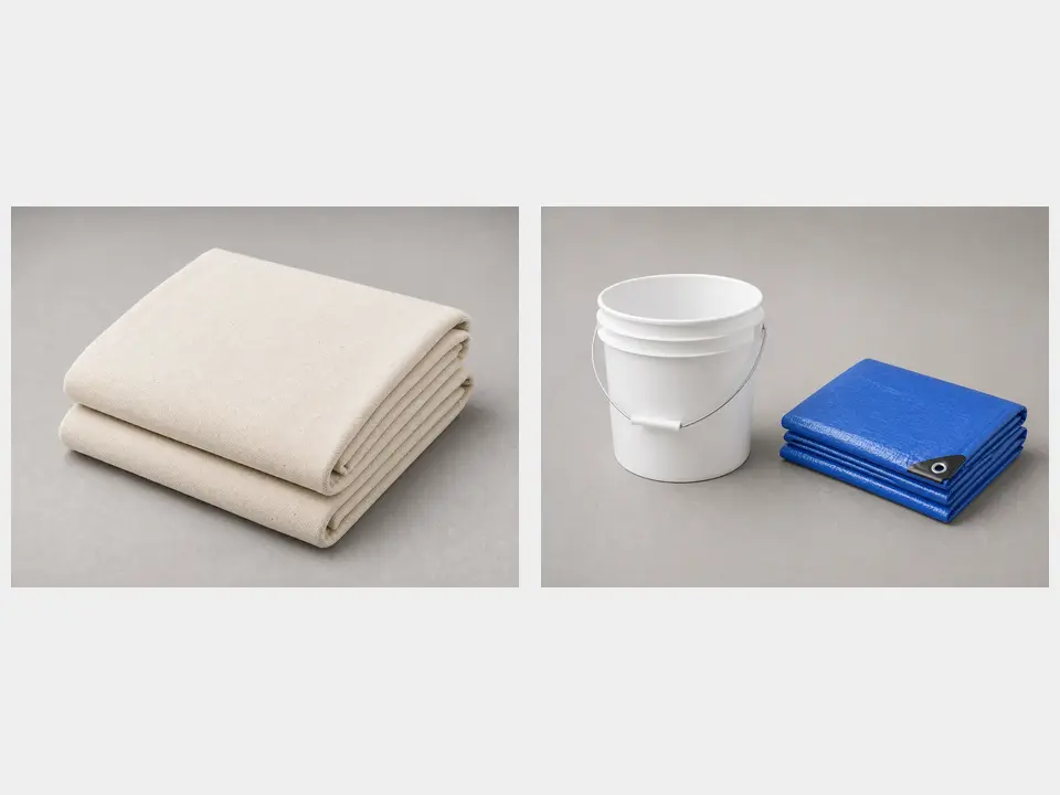Drop cloth or plastic sheeting tool