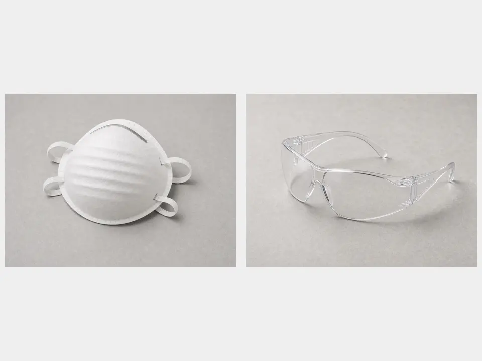 Dust mask and safety glasses tool