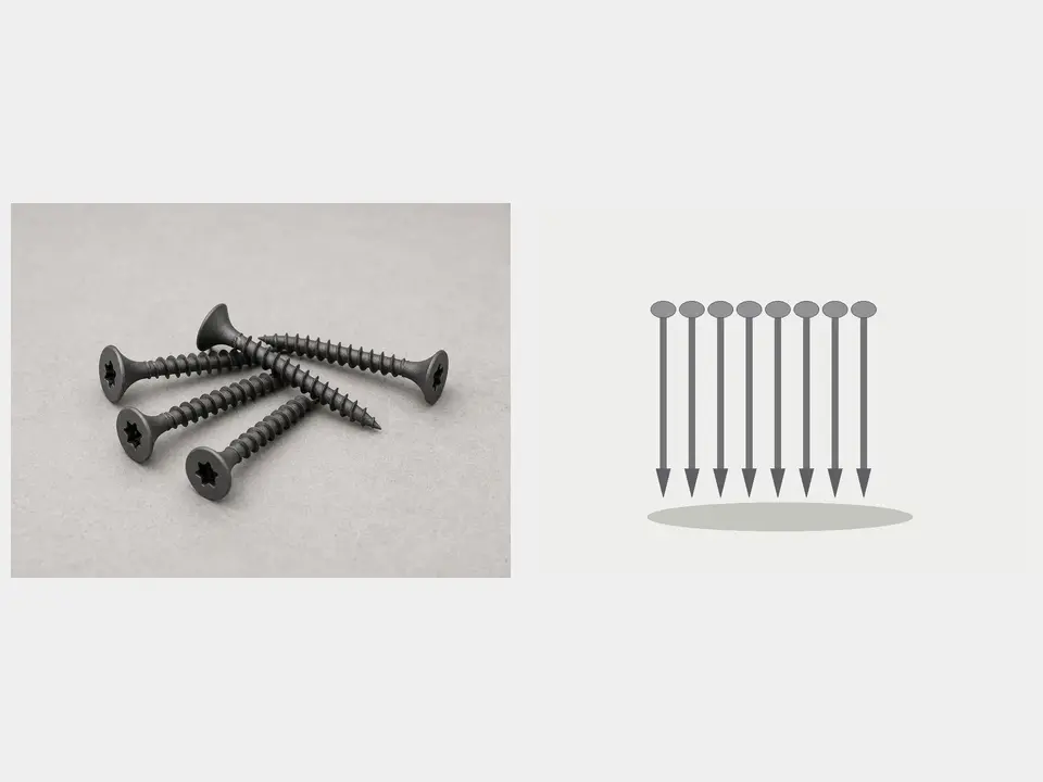 Exterior wood screws or galvanized nails tool