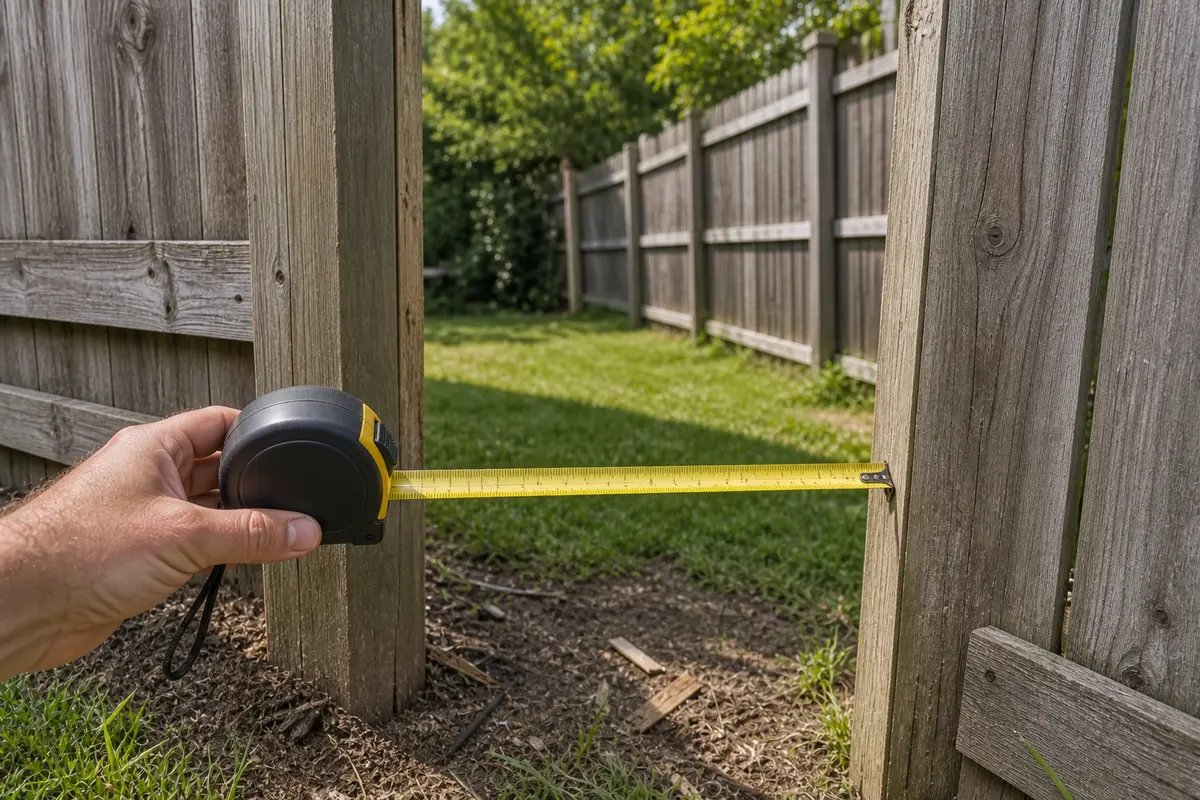 Tape measure for checking fence panel opening width