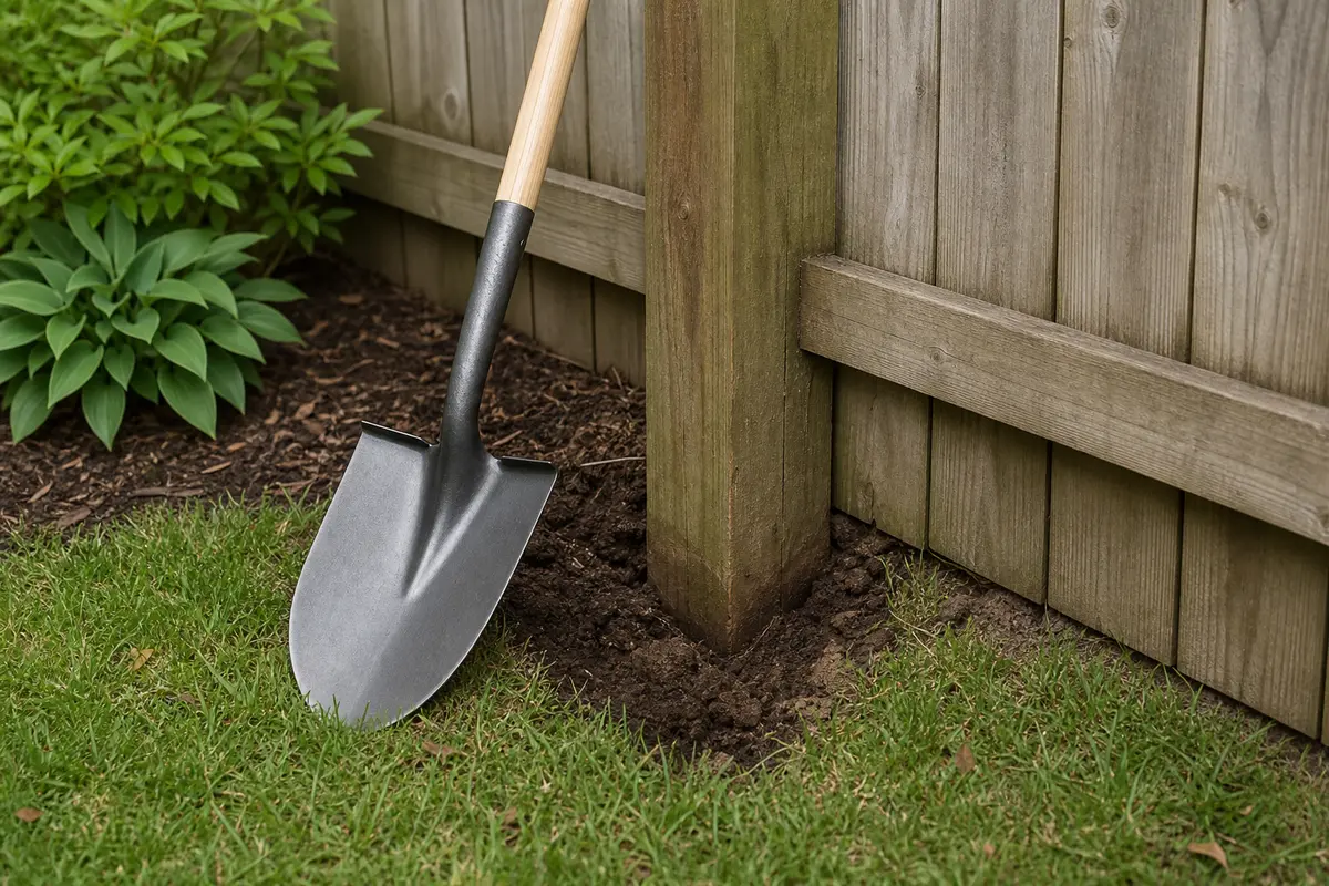 Shovel for loose fence post support work after utility locating