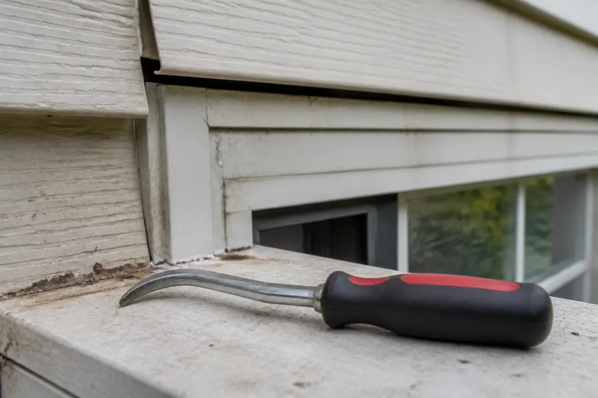 Siding zip tool for checking siding near a leaking window