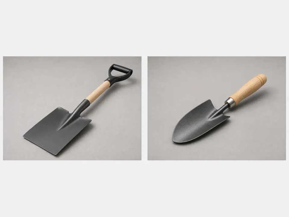Flat shovel or garden trowel tool