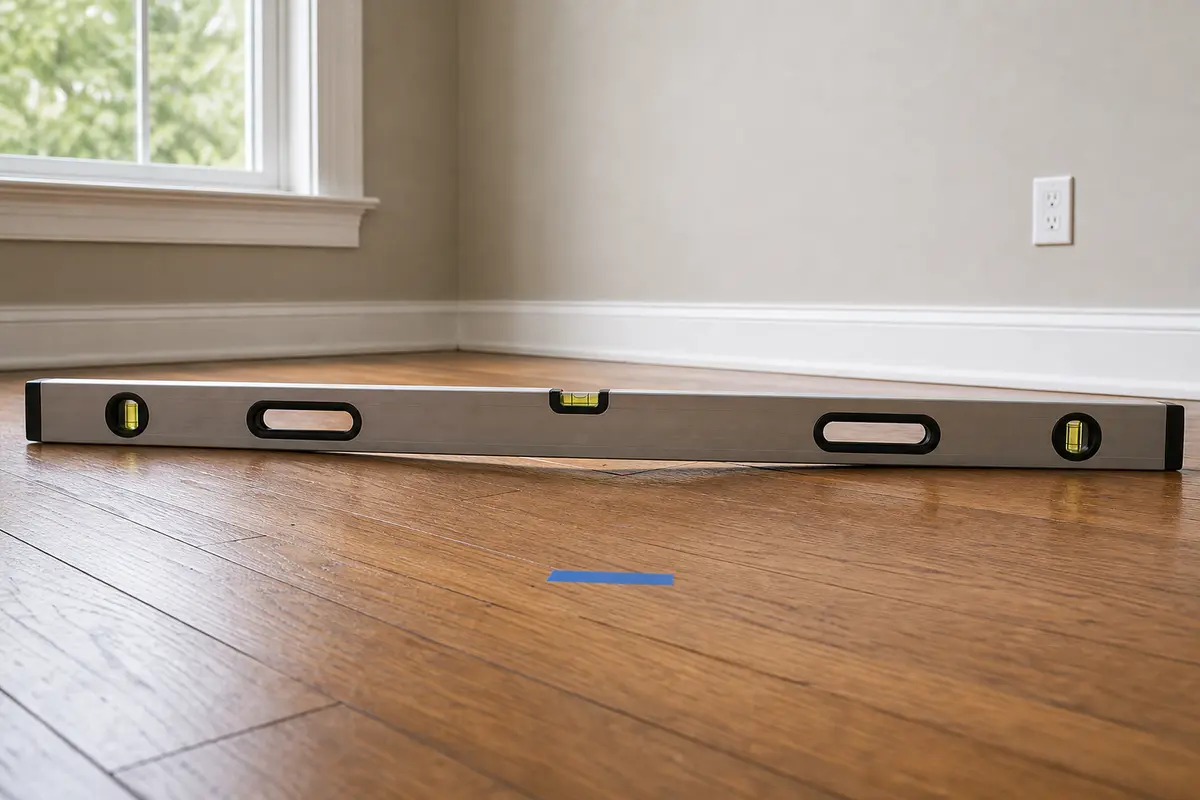 4-foot level or straightedge for mapping a sagging floor low spot