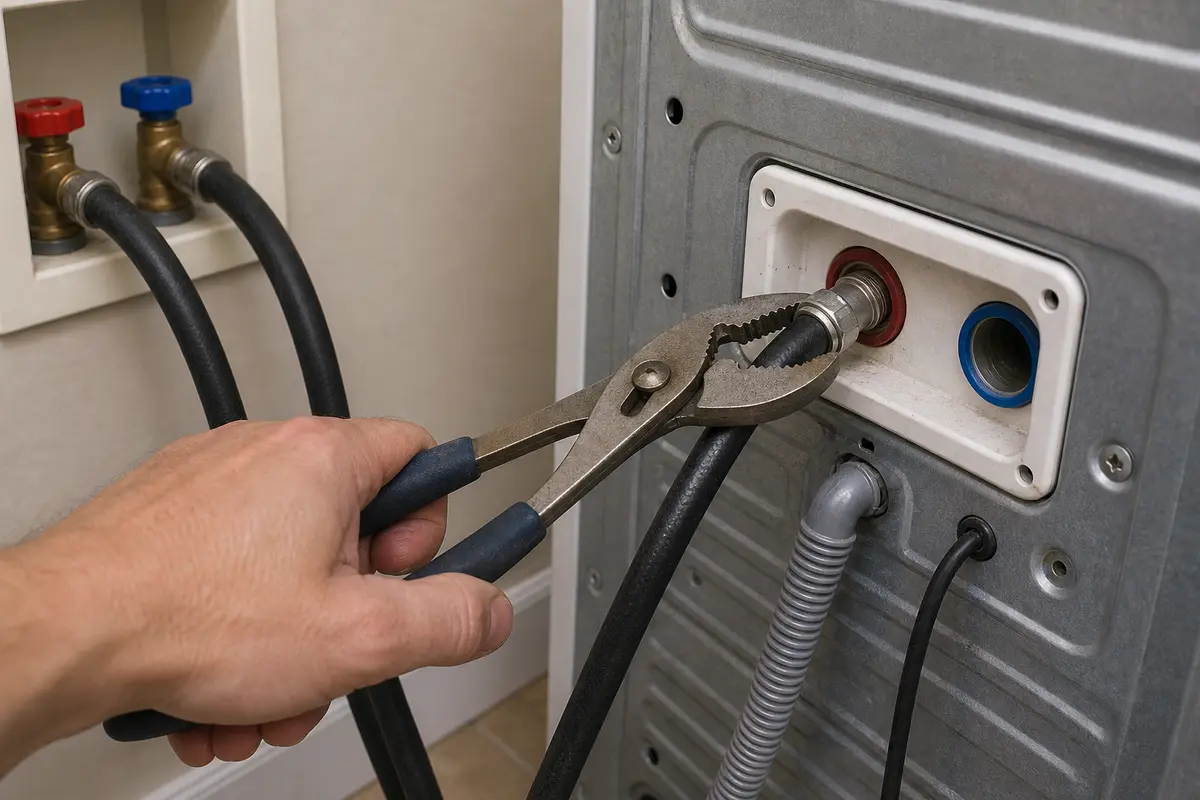 Slip-joint pliers for carefully loosening washer fill hose couplings