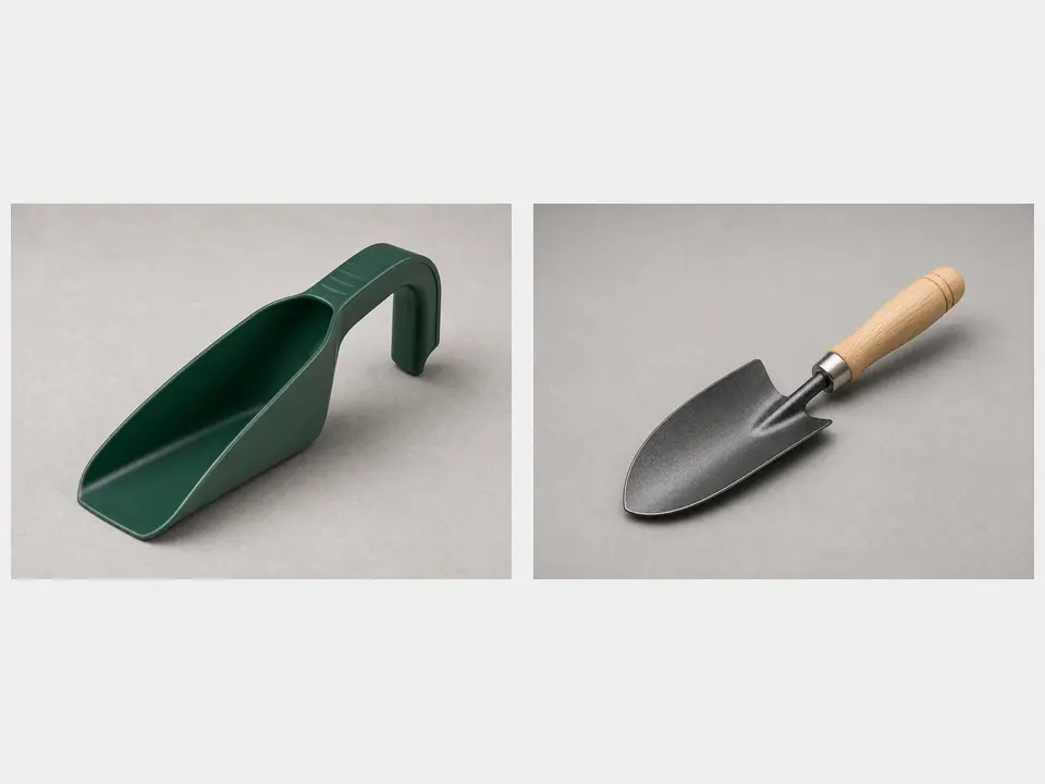 Gutter scoop or small plastic trowel tool