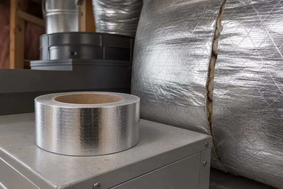 HVAC foil tape for sealing dry HRV duct vapor jacket seams