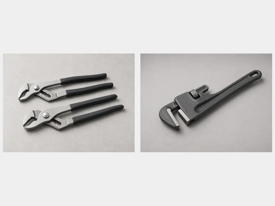Large adjustable pliers or pipe wrench tool