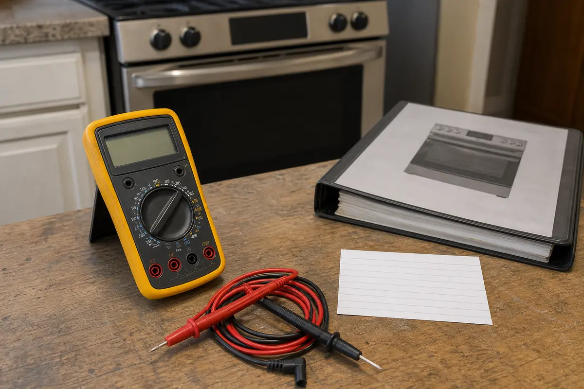 Digital multimeter for unplugged surface burner switch checks