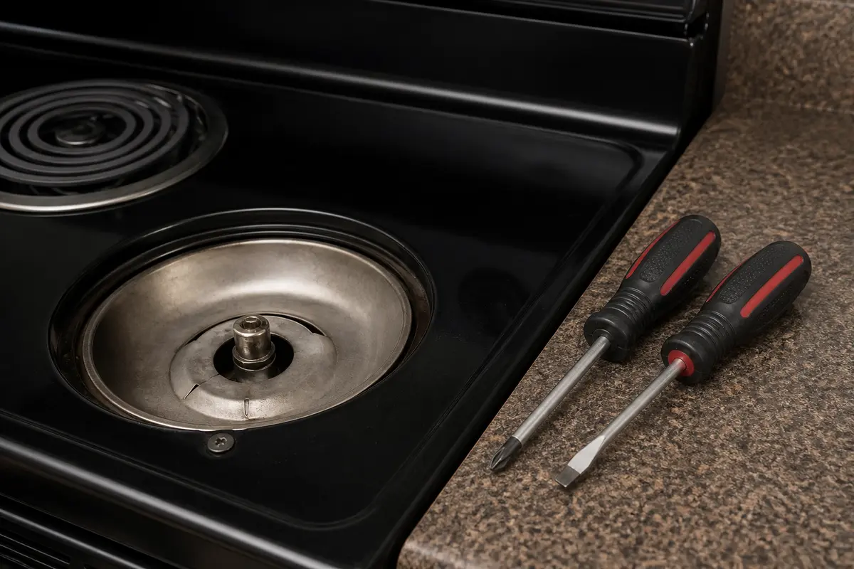 Screwdriver set for unplugged electric range control access