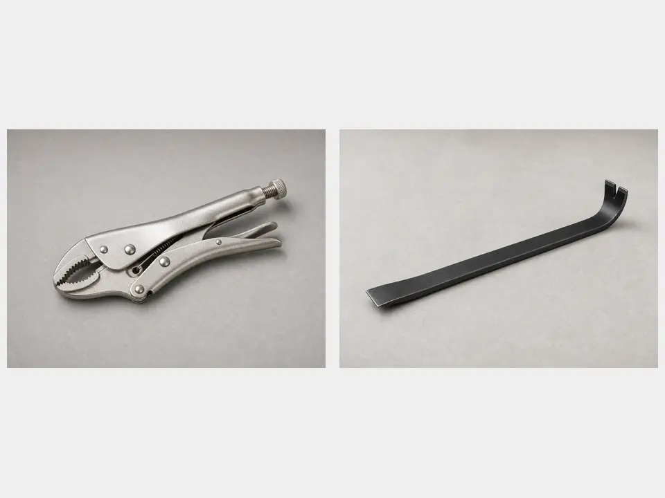 Pry bar or locking pliers tool