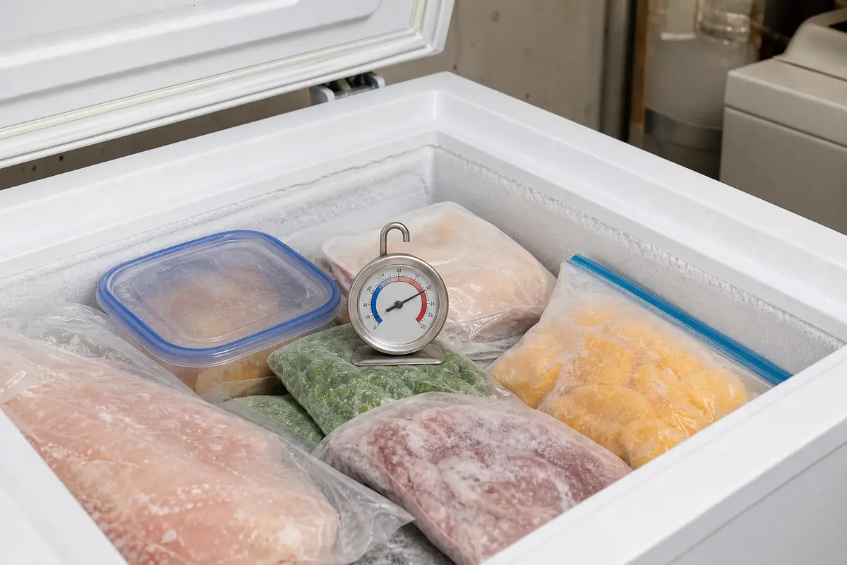 Freezer thermometer shown in the repair area for midea chest freezer alarm keeps beeping