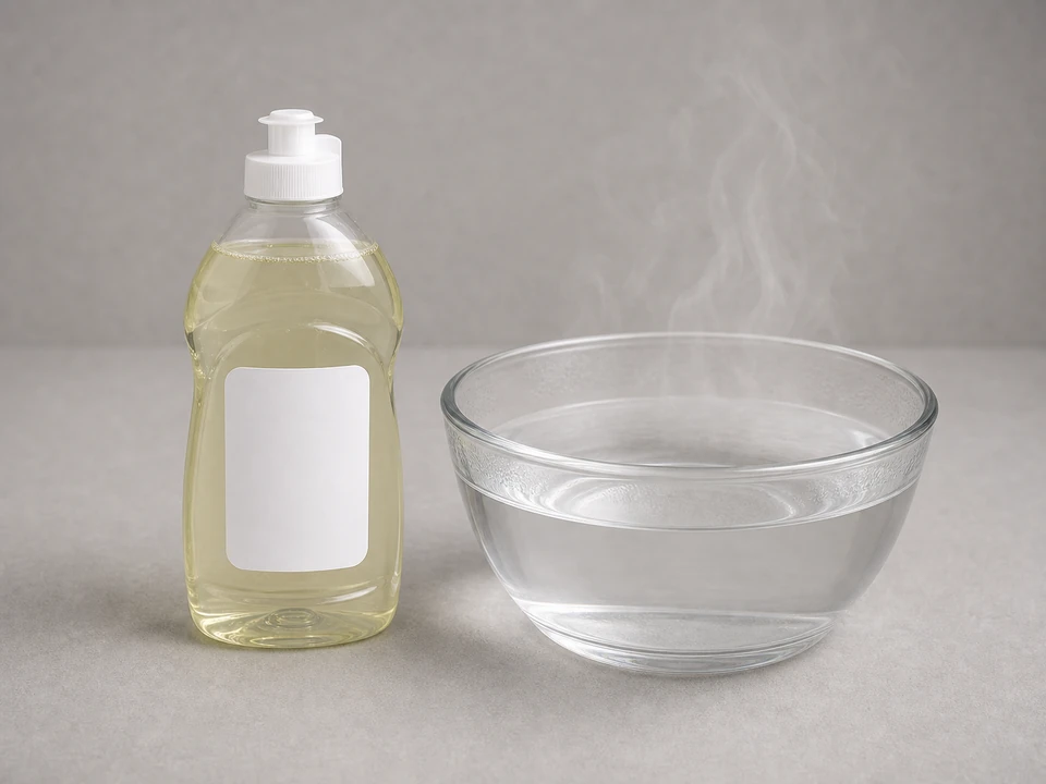 Mild dish soap and warm water tool