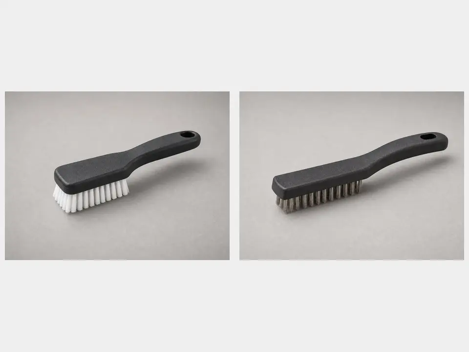 Wire brush or nylon brush tool