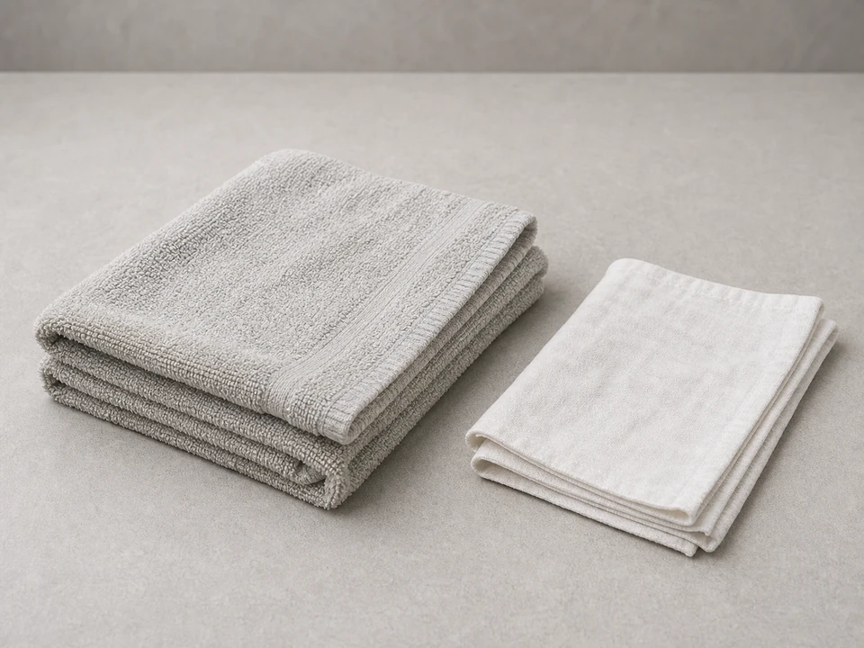 Absorbent shop towels protecting the vanity floor below the drain