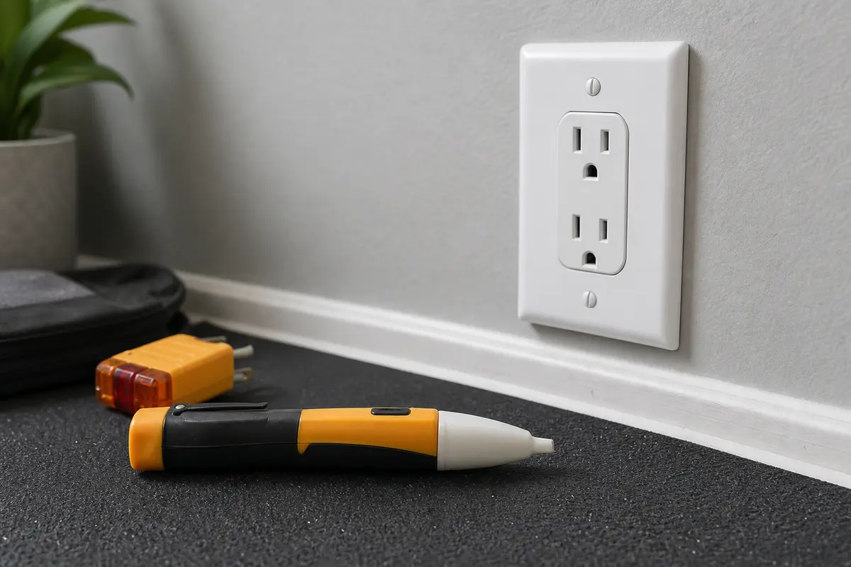 Non-contact voltage tester for checking near an outlet before power-off work