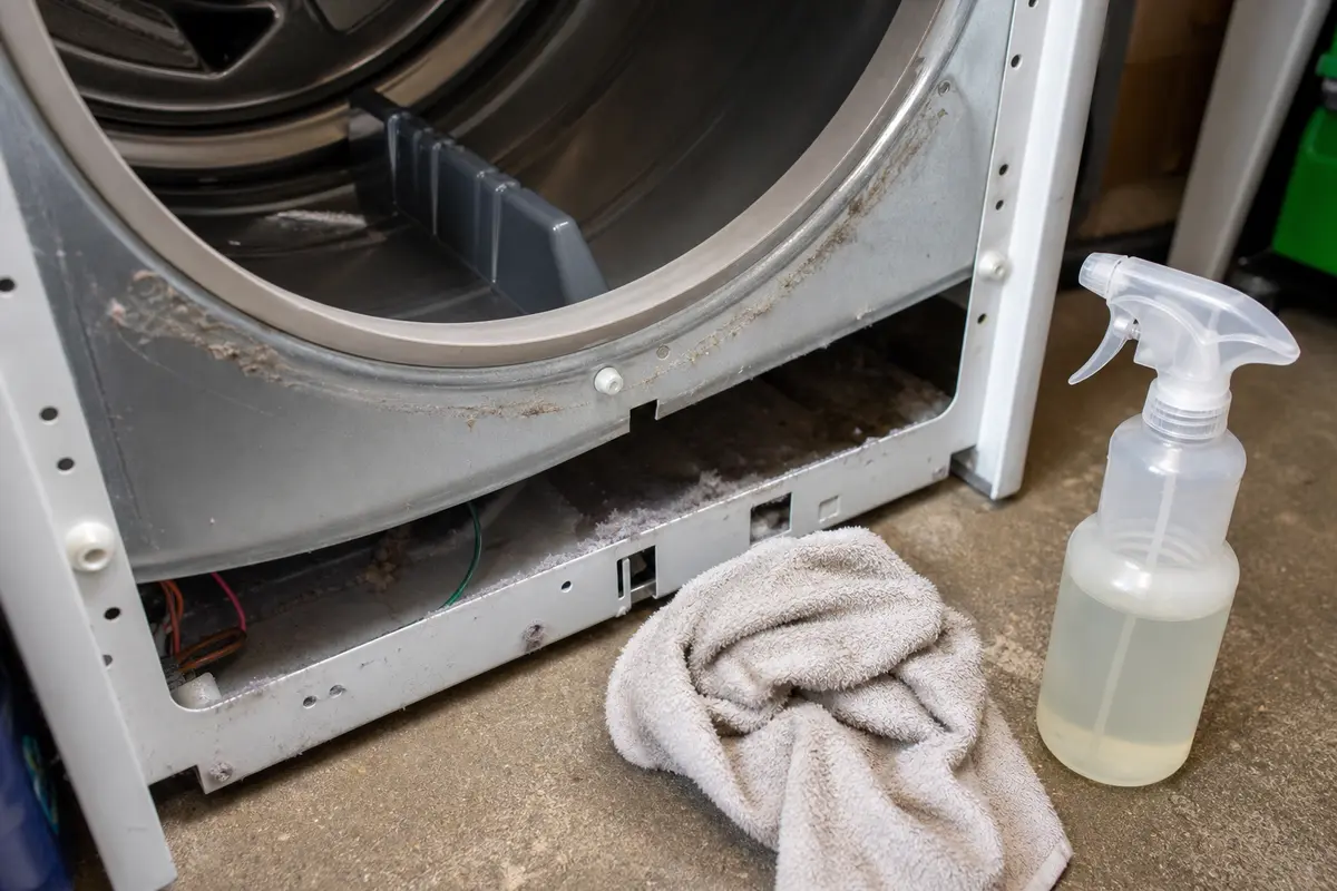 Cleaning rag and household cleaner for wiping the dryer seal mounting lip