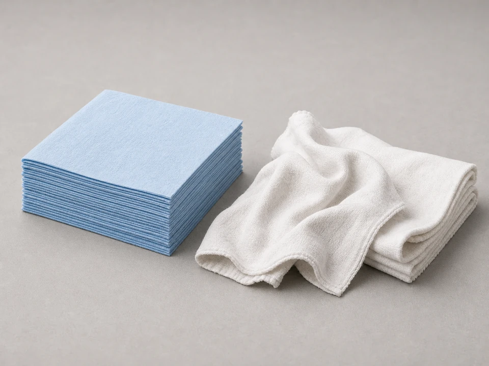 Shop towels for drying the pump before checking a fresh leak