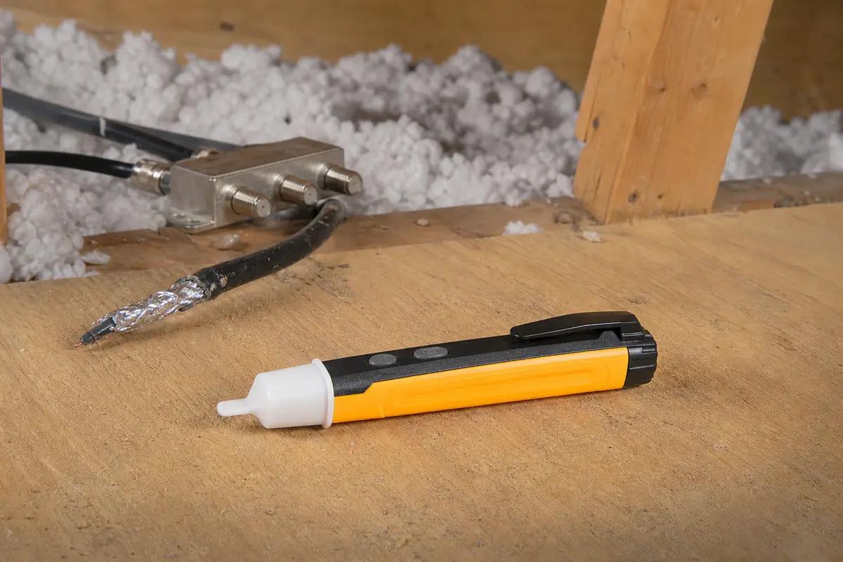 Non-contact voltage tester for checking near rodent-damaged wiring