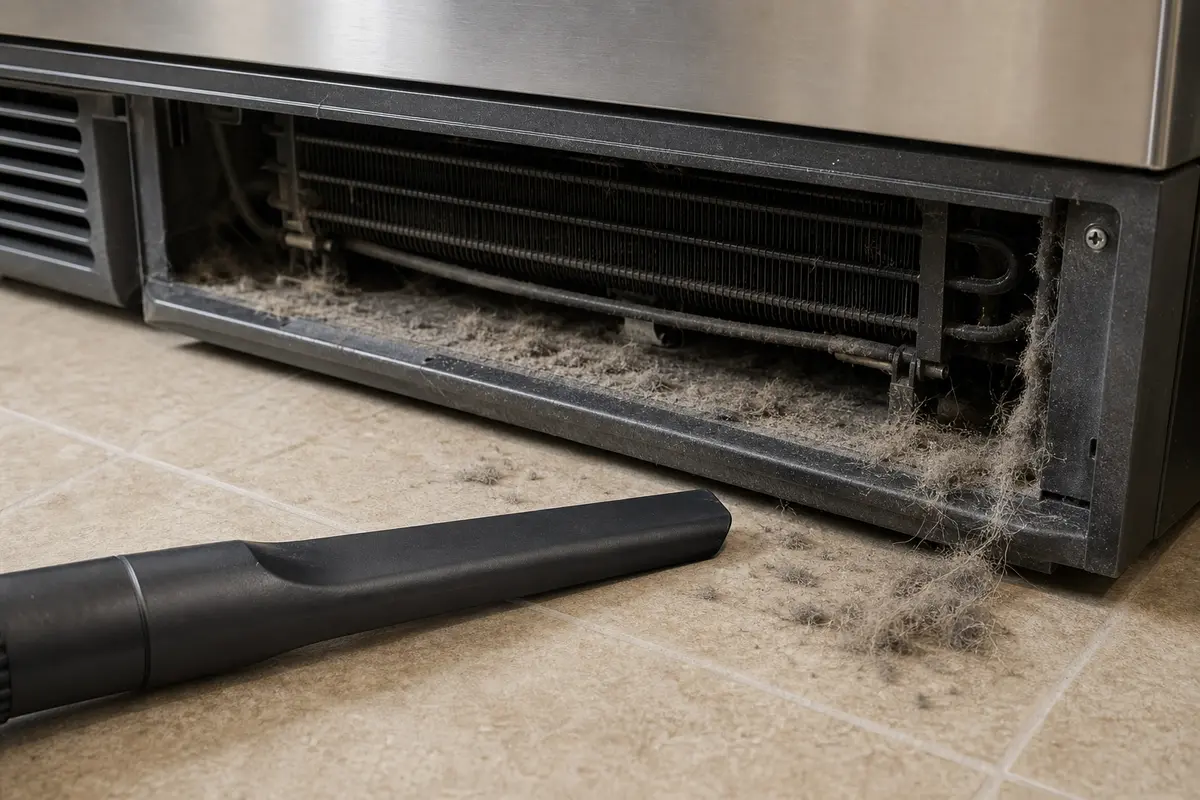 Vacuum crevice attachment for refrigerator condenser cleaning