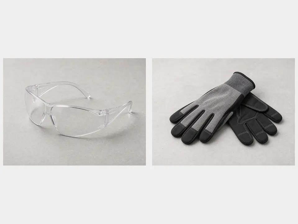 Safety glasses and work gloves tool