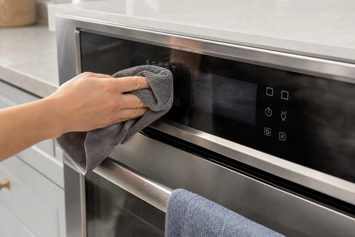 Microfiber cloths shown in the repair area for samsung oven control panel not responding