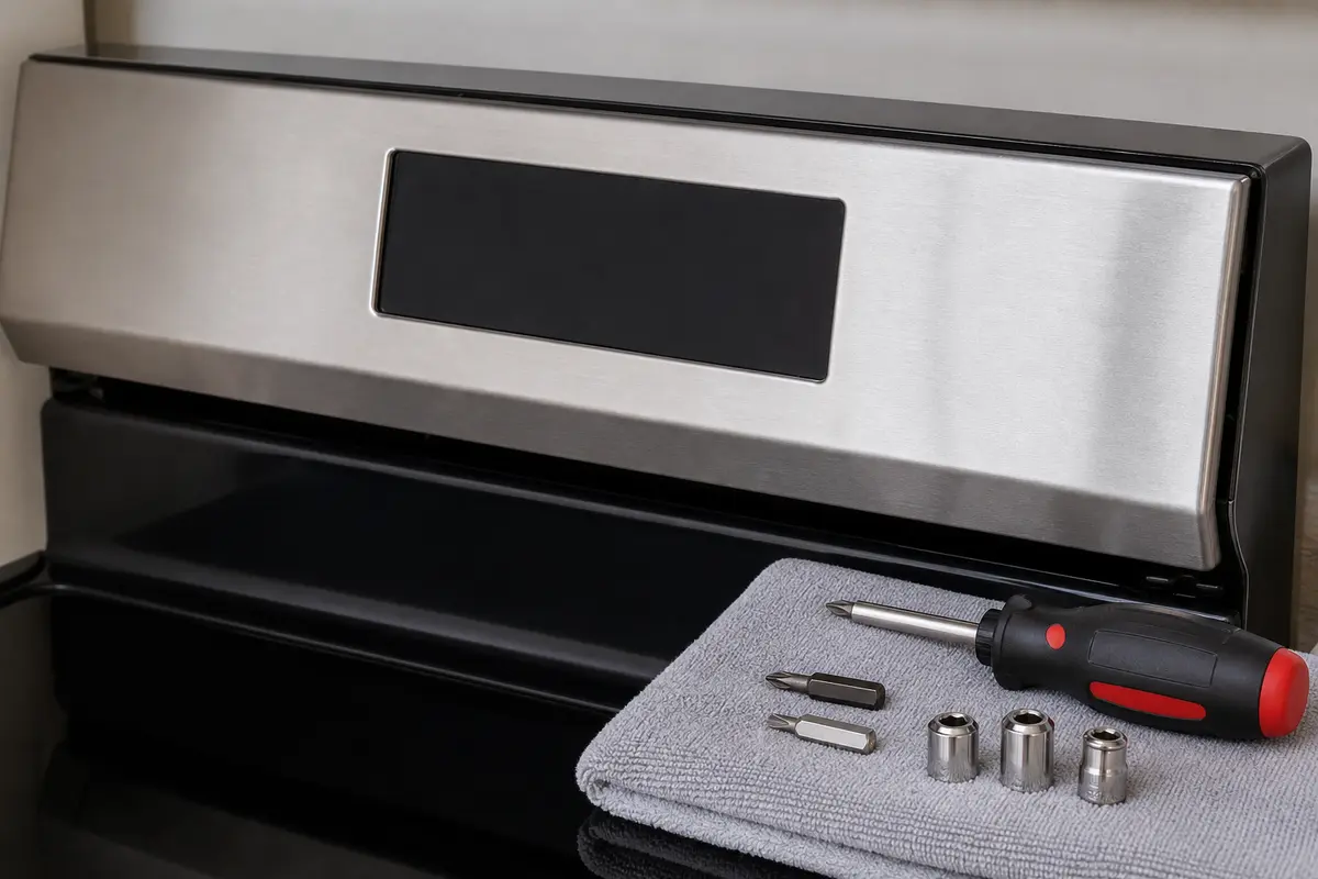 Screwdriver and nut driver set shown in the repair area for samsung oven control panel not responding