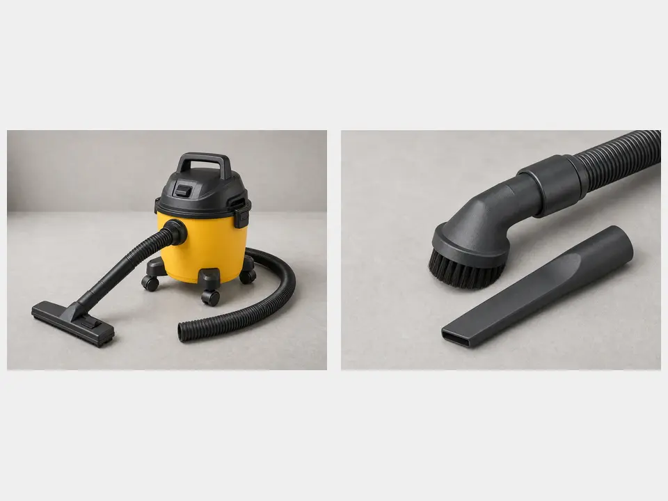 Shop vacuum with brush attachment tool