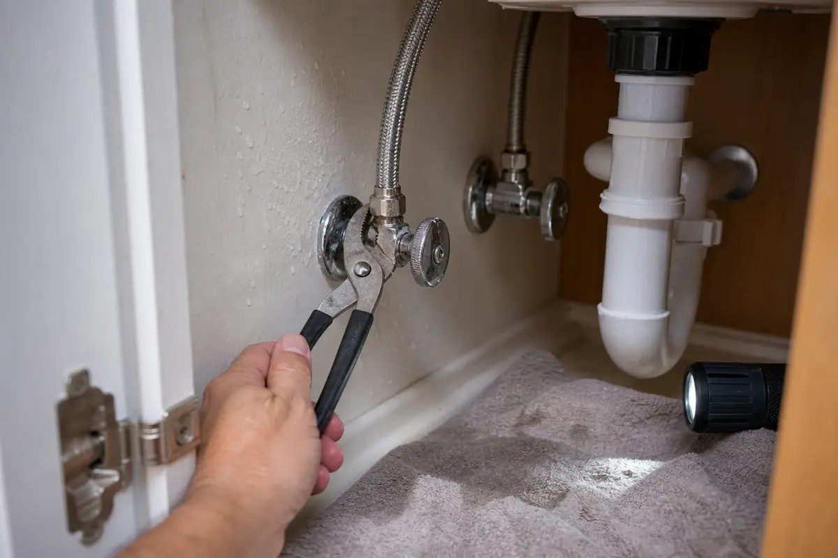 Slip-joint pliers for shutoff valve leaking