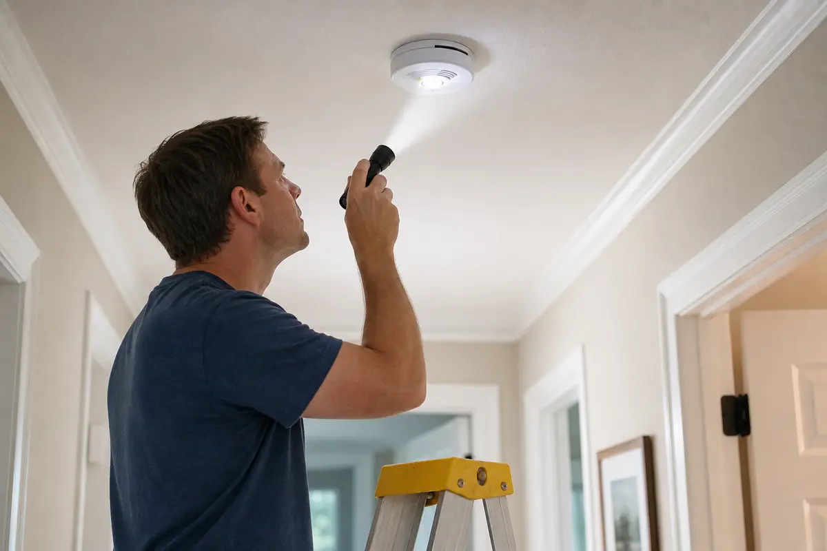 Inspection flashlight for smoke detector beeping