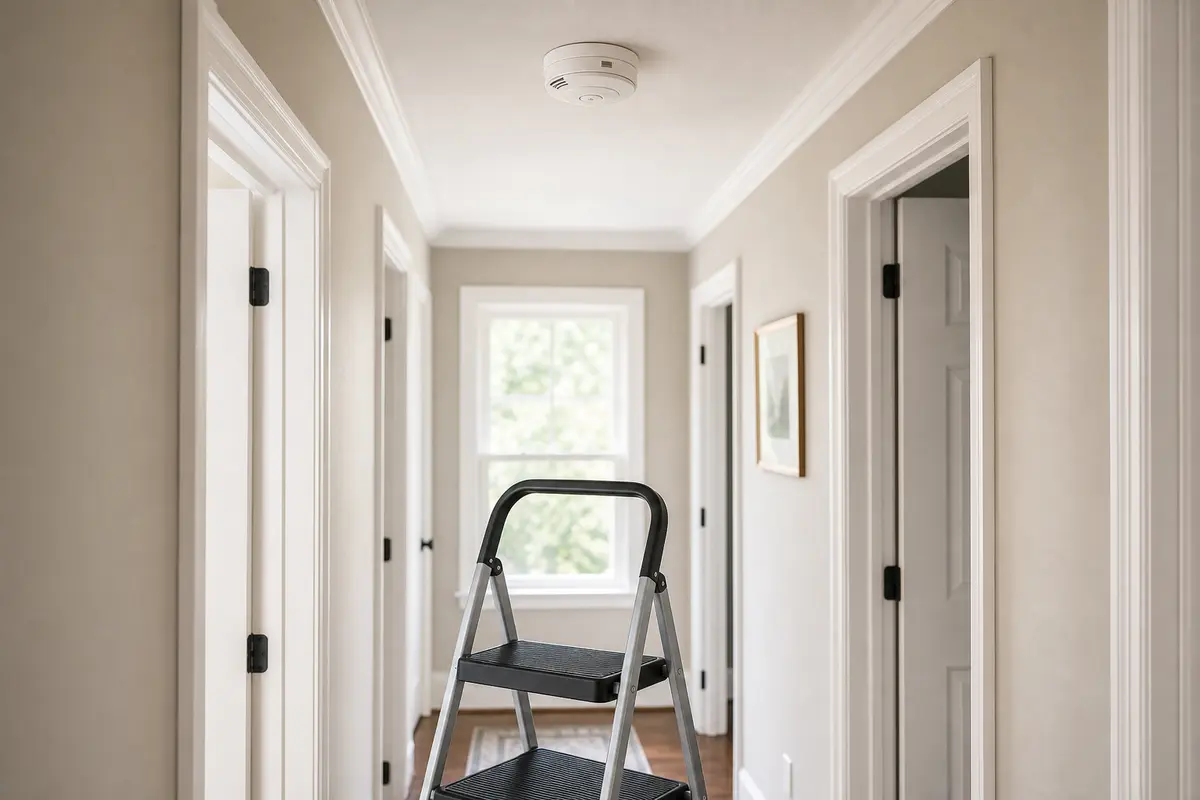 Stable step stool for smoke detector beeping