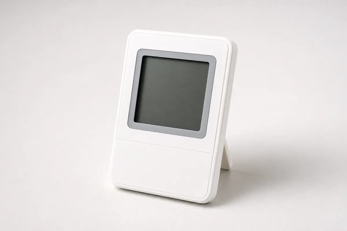 Room thermometer shown in the repair area for thermostat reading higher than room temperature