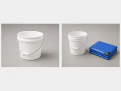 Bucket and plastic sheeting tool