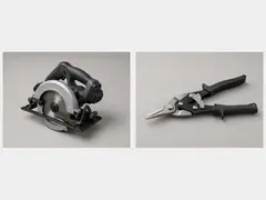 Circular saw or snips suited to the lattice material tool