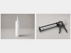 Exterior caulk and caulk gun tool