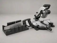 Miter saw or hand saw with miter box tool