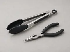 Needle-nose pliers or kitchen tongs tool