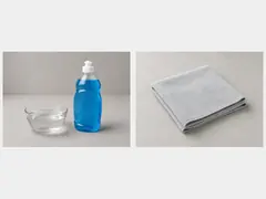 Mild soap, warm water, and a soft cloth tool