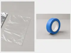 Plastic sheeting and painter's tape tool