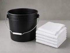Towels and a bucket tool